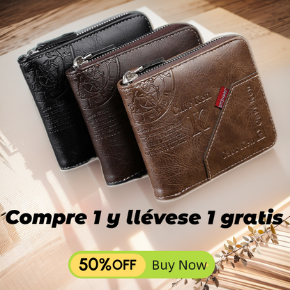 🎉Nuevo lanzamiento 43%🎉【Compra 1 y llévate 1 gratis】Cartera de mano multifuncional de cuero genuino suave para hombre