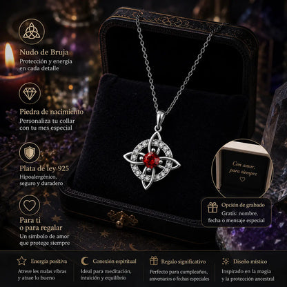 ✨🔮 Ogrlica s mističnim vještičjim čvorom i kamenom rođenja 💞 Zaštitite svoje voljene