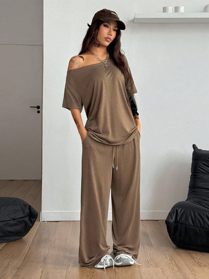 🍁Conjunto de lino de dos piezas para mujer, top de manga larga combinado con pantalón, casual, elegante y cómodo.