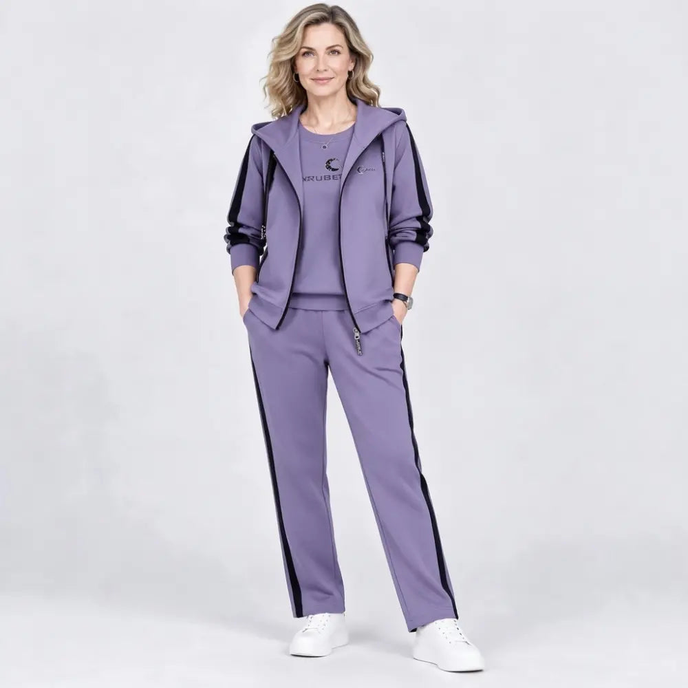 🎀💃【M-4XL】Ženski sportski komplet od 3 dijela, kvalitetna jakna s kapuljačom i patentnim zatvaračem, majica kratkih rukava i duge hlače