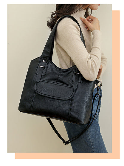 Ограничена оферта 45% 📢👜 Нова дамска кожена чанта през рамо, ежедневен стил, голям обем✨ Модерна и лесна за съчетаване✨ Избор от 6 цвята