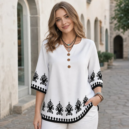 👚Posebna ponuda 45% popusta! Majica za veće veličine (S-5XL) - Izrađena od prirodne lanene tkanine, mekana i prozračna.