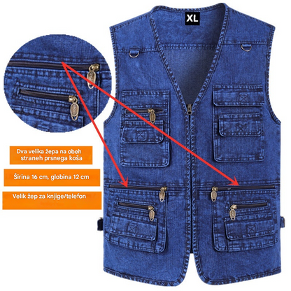 🔥Nova kolekcija s 50% popusta, moška večžepna zunanja jeans telovnik XL-7XL, vzdržljiv, zračen in priročen za shranjevanje