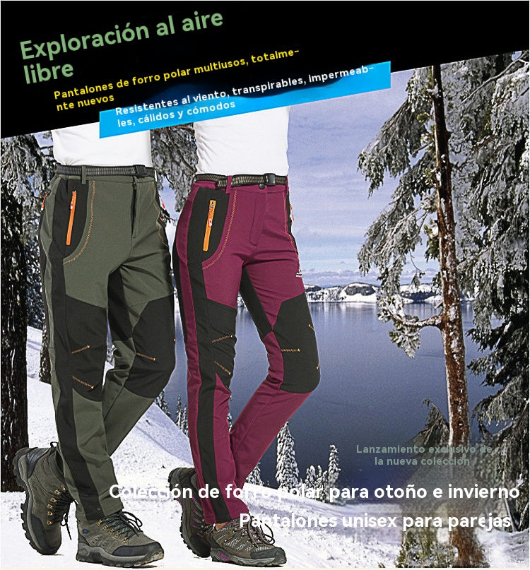 【💥Alta calidad】【S-5XL】Pantalones de senderismo para hombre, suaves, impermeables, a prueba de viento, transpirables, cálidos y gruesos, de polar para deportes al aire libre.