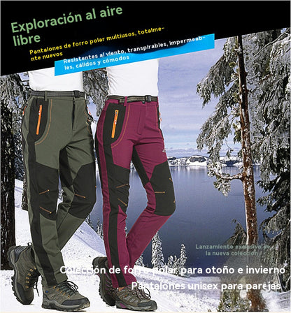 【💥Alta calidad】【S-5XL】Pantalones de senderismo para hombre, suaves, impermeables, a prueba de viento, transpirables, cálidos y gruesos, de polar para deportes al aire libre.