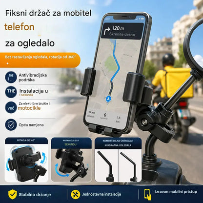 🚴 Držač za telefon za motocikl, čvrst prihvat, automatsko zaključavanje u četiri točke i 360° rotacija