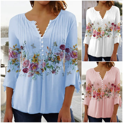 👕🥰【Сезонна отстъпка】[S-5XL] Дамска модерна тениска с V-образно деколте