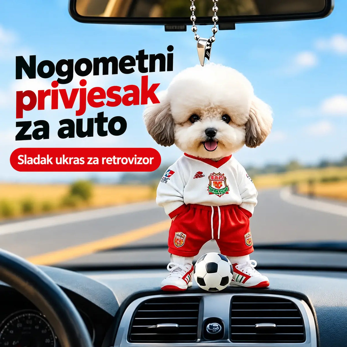 🐶【5 komada】Privjesak u obliku plišanog psića, akrilni ukras za unutrašnjost automobila, ravni privjesak za retrovizor