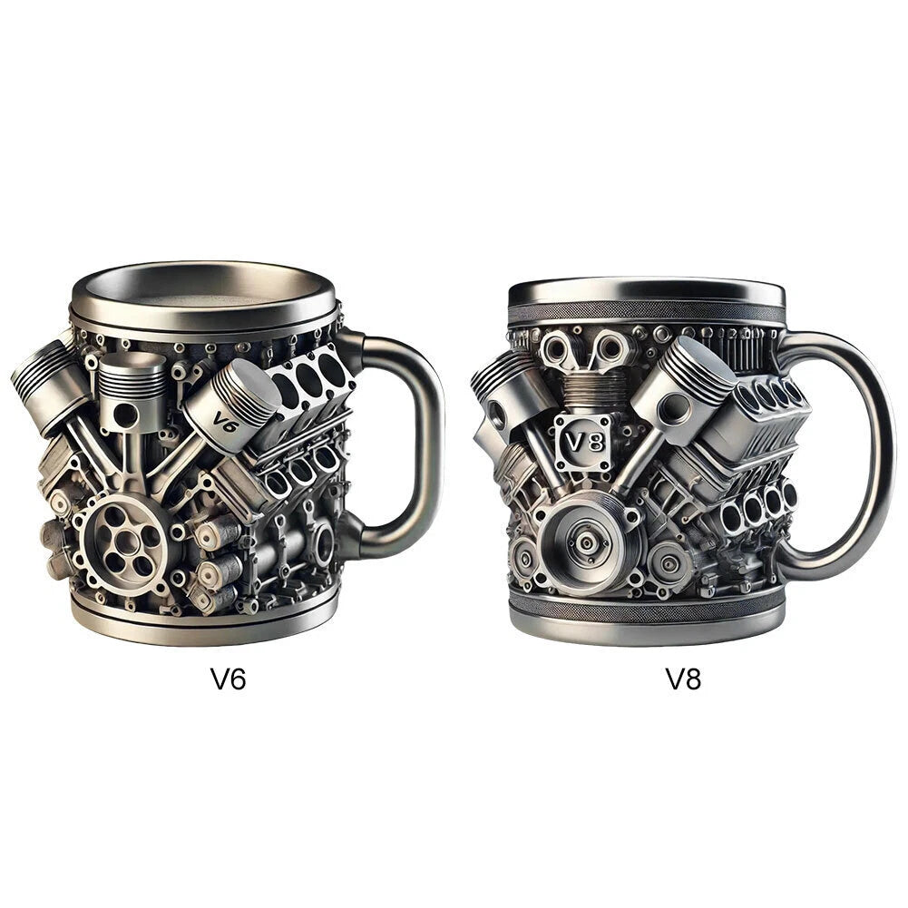🎁☕【Kupite jedan, dobijte jedan gratis】Šalica za kavu Creative Engine V6V8 od nehrđajućeg čelika