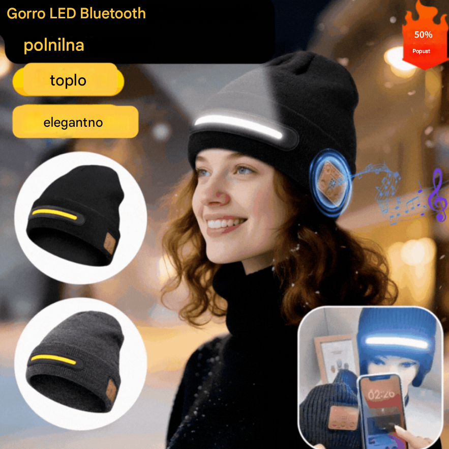 Zimski nov izdelek, 35% popust🔥🧢Polnilna LED kapa z Bluetooth, unisex, topla, vsestranska in modna💡
