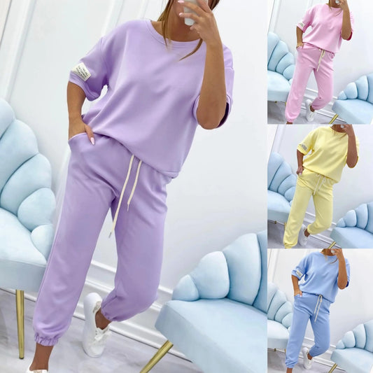 ⏳ Oferta ograniczona czasowo: Kup jeden, a drugi dostaniesz gratis! ⏰ Damski, jednokolorowy, swobodny komplet: top i spodnie (rozmiary S-5XL)