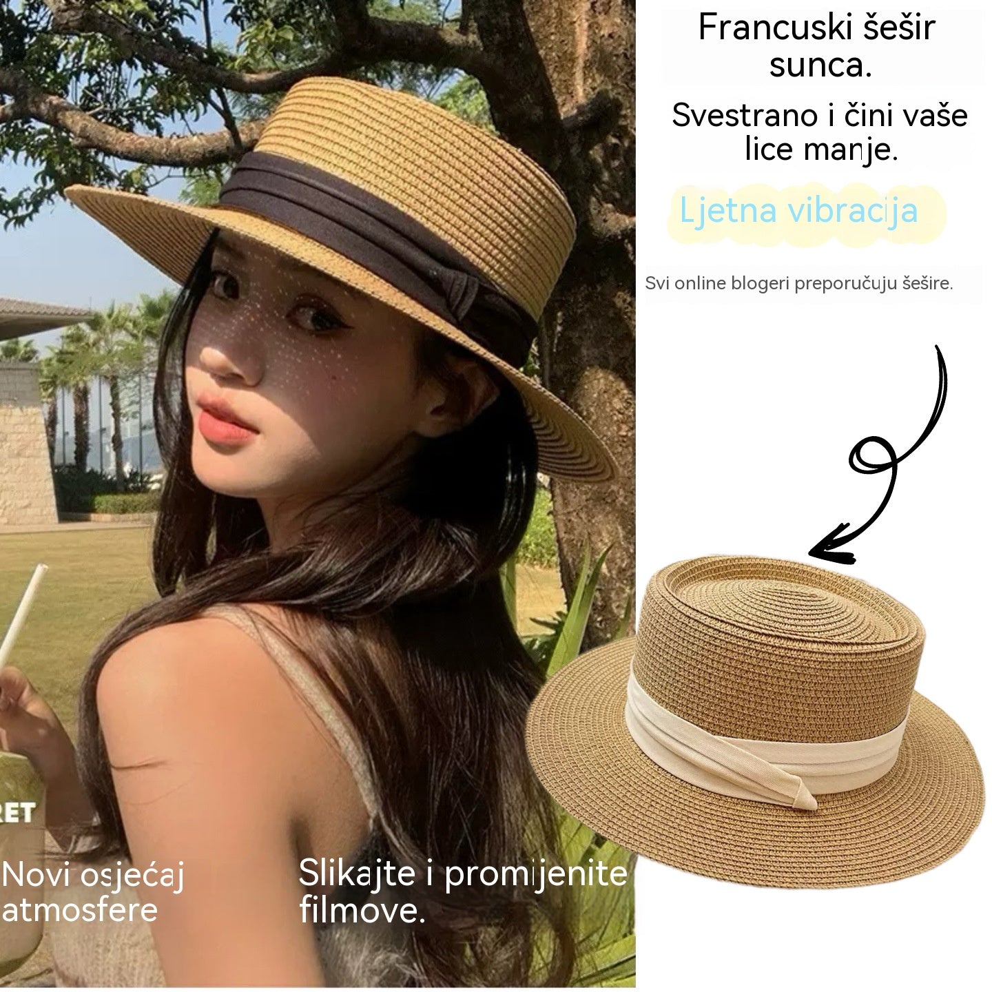 🌿【56-58 cm】【Kupi 1 i dobiješ 1 gratis】Ručno pleteni slamnati šešir od palminog lišća iz Ekvadora.