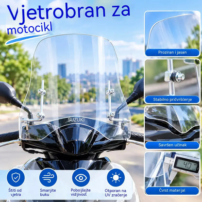 💥💥🏍️【Debljina 2,0 mm, visina 37 cm】Novi univerzalni vjetrobran za motocikle i električna vozila (model 2026.)