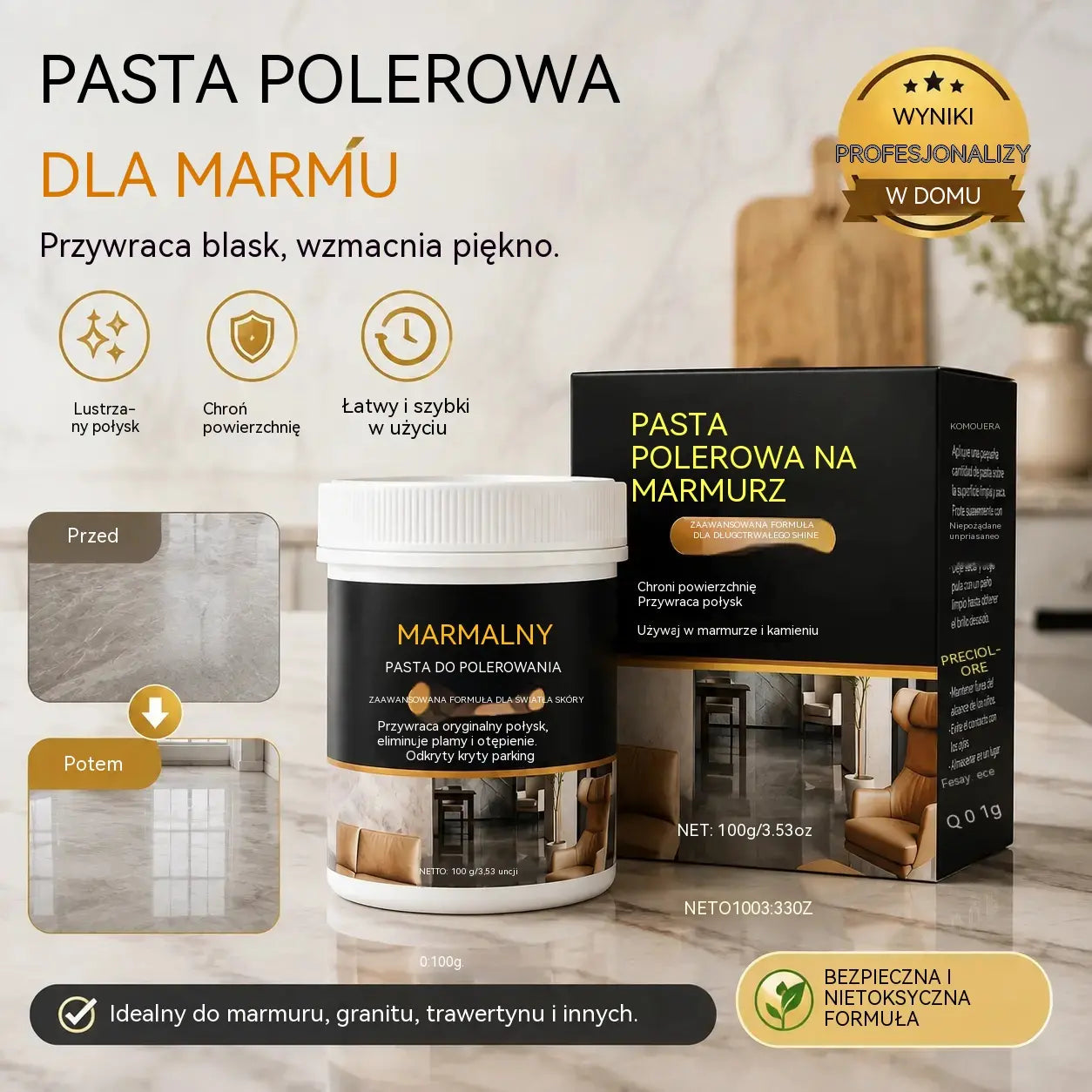 🥳 🔥 Dvije bočice za samo 35 €! ✨ Pasta za poliranje mramora – Uklanja ogrebotine, vraća sjaj i štiti površine za samo 2 minute 🛡️