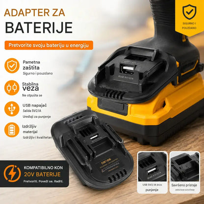 ⚡Adapter za litijeve baterije za električne alate od 18 V, jednostavno napajanje raznih alata.