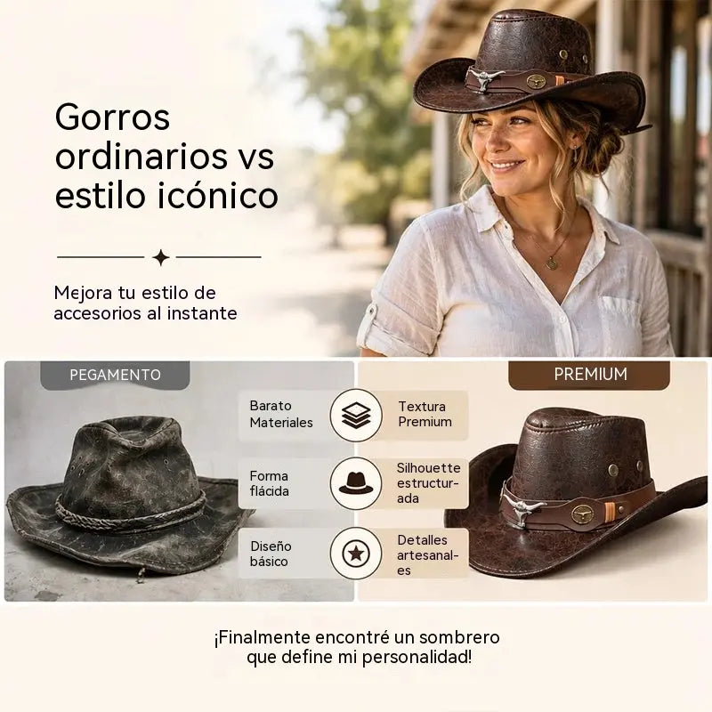 🤠Iskoristite 50% popusta! 🌟Retro kaubojski šešir širokog oboda s remenom za kapuljaču - fedora u zapadnjačkom stilu s iznošenim rubom