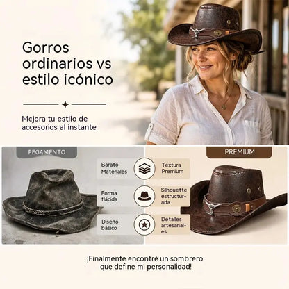 🤠Iskoristite 50% popusta! 🌟Retro kaubojski šešir širokog oboda s remenom za kapuljaču - fedora u zapadnjačkom stilu s iznošenim rubom