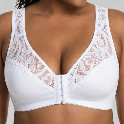 💖Precio más bajo de la historia【Conjunto de 3 piezas】【L-4XL】😍🩲Sujetador push-up de tallas grandes, hermoso encaje, diseño push-up y calado, cierre frontal