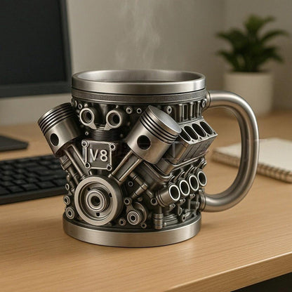 🎁☕【Kupite jedan, dobijte jedan gratis】Šalica za kavu Creative Engine V6V8 od nehrđajućeg čelika
