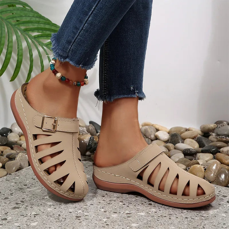 👡 Ljetne klompe od prave kravlje kože – izrezan dizajn s čičkom, anatomski potplat protiv umora, 5 boja, veličine 36-43! ☀️✨