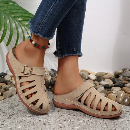 👡 Ljetne klompe od prave kravlje kože – izrezan dizajn s čičkom, anatomski potplat protiv umora, 5 boja, veličine 36-43! ☀️✨