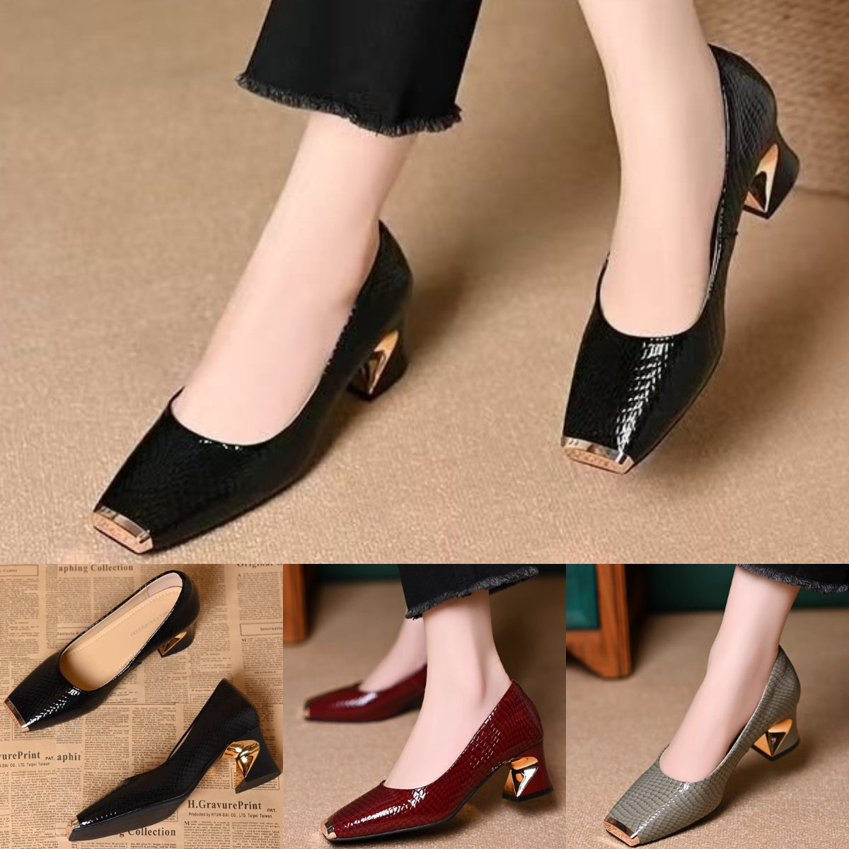 👠【35-42】Nove francuske cipele s debelim potpeticama i teksturom, plitkim otvorom