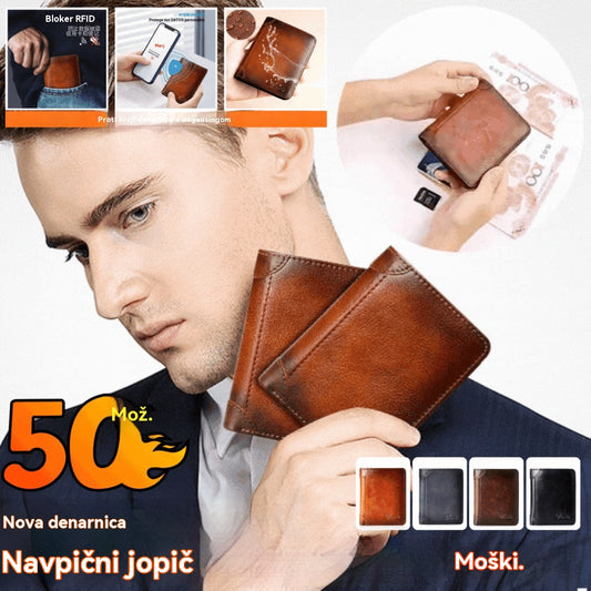 Kupite 1 in dobite 1 gratis! 👝✨ Nova moška protikradna denarnica iz pravega usnja
