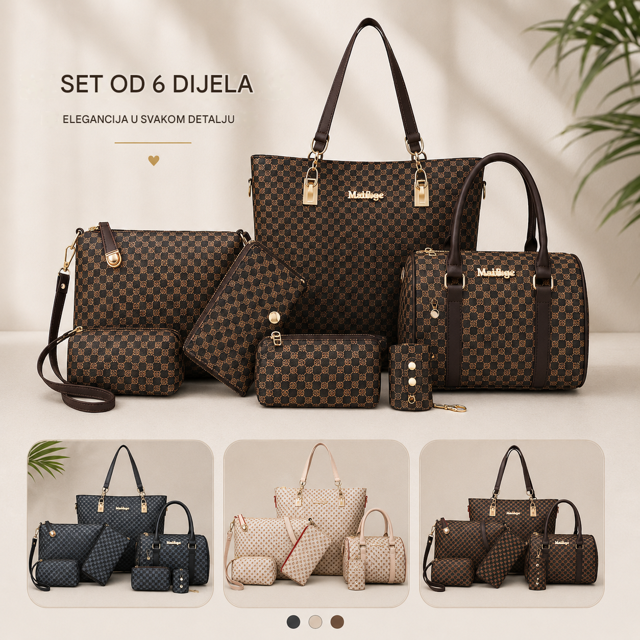 🔥Ograničena količina! 【Promocija seta od 6 komada】🔥 Moderni set ženskih torbica od 6 komada, prosječna cijena: ¥5,6/kom