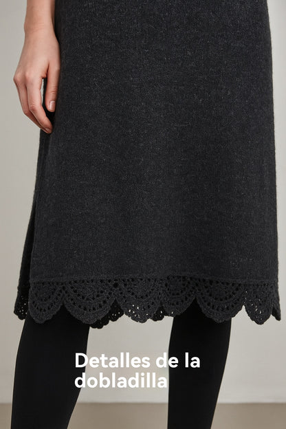 【XS-3XL】👗Nuevo conjunto de encaje, con abertura, diseño de suéter, conjunto de dos piezas vestido-suéter con tiras y abertura