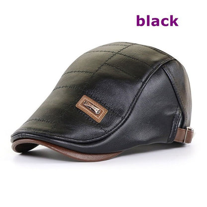 🧢🔥 Boina retro de cuero auténtico para hombre 3 en 1 de alta calidad: elegante, impermeable y a prueba de viento, con forro cálido y muy práctica.