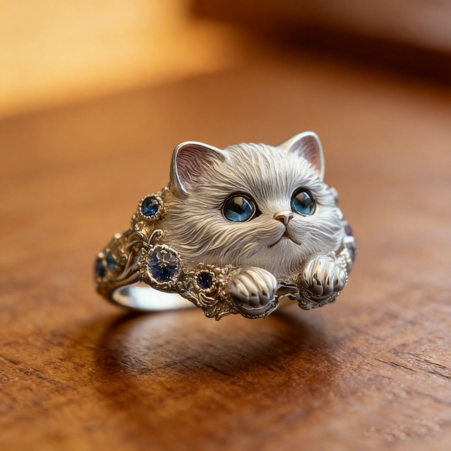 🎁😍🎁😍2 artikla za 23 eura -- Jednostavan i elegantan prsten s mačićem od 925 srebra s dijamantima