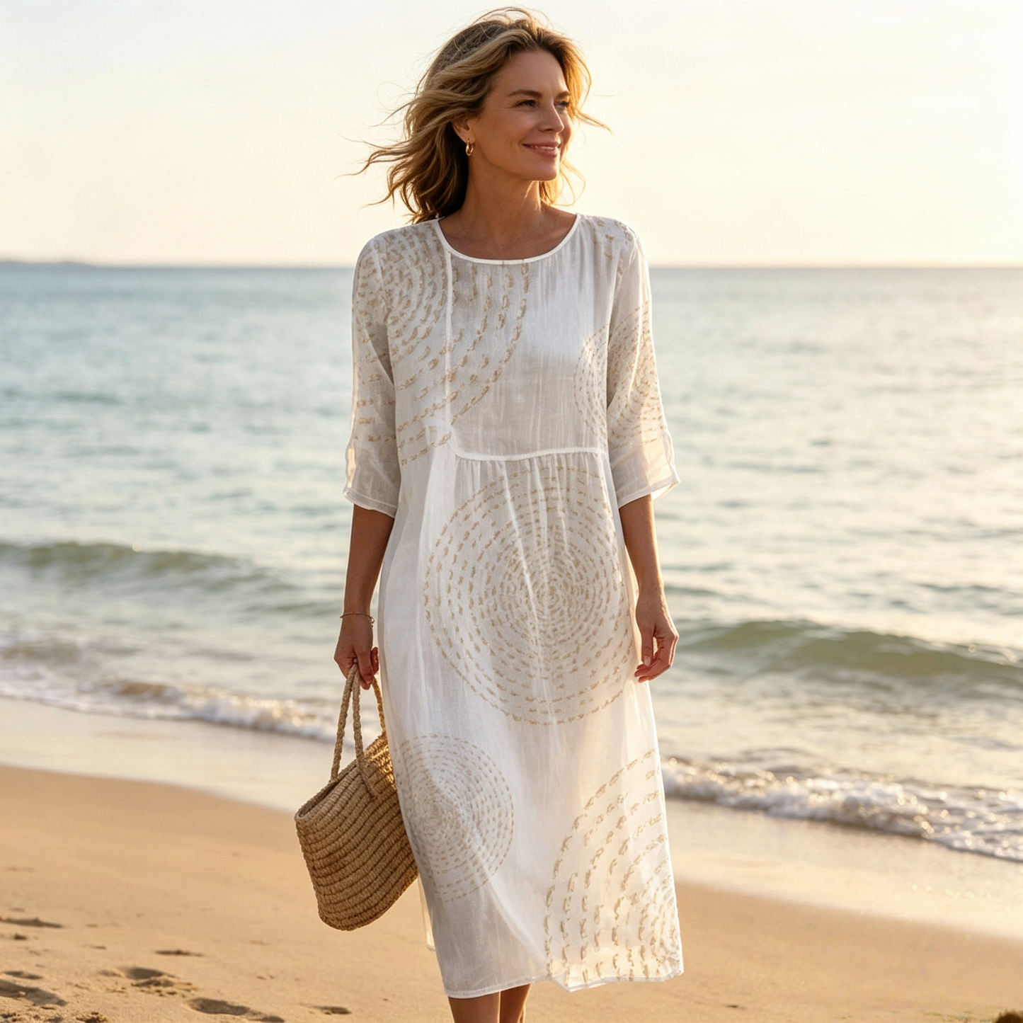 👗 Zadnji dan, 50% popusta! 【XS-4XL】Duga haljina s printom od pamuka i lana, ljetni stil, uski dizajn, široka i prozračna, skriva nedostatke figure i laska figuri.
