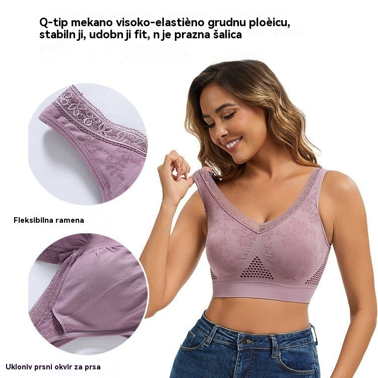😍❤️40-120 kg【5 komada 39%】✨Ženski čipkasti grudnjak bez žice s visokim potporom, prozračan i udoban