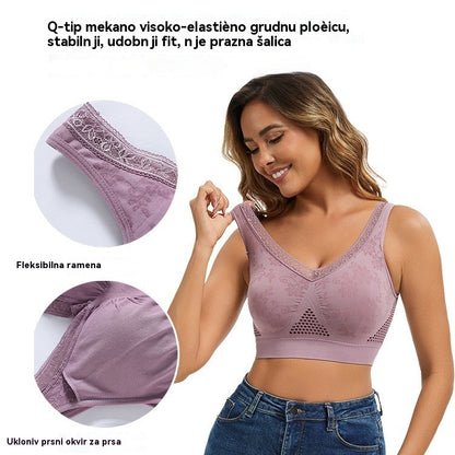 😍❤️40-120 kg【5 komada 39%】✨Ženski čipkasti grudnjak bez žice s visokim potporom, prozračan i udoban