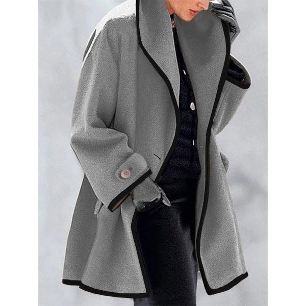 💃❄️🎀【S-5XL】Νέο φθινοπωρινό-χειμερινό πολύχρωμο παλτό από μαλλί με κουκούλα, χαλαρή γραμμή και στρογγυλεμένη λαιμόκοψη.