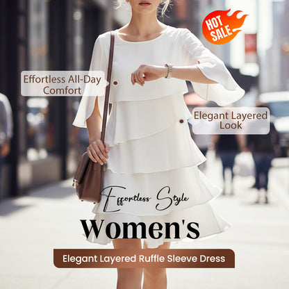 💃【S-3XL】🎁Elegantna višeslojna haljina s volanima na rukavima - bez napora stvorite elegantan izgled prikladan za sve prigode💃