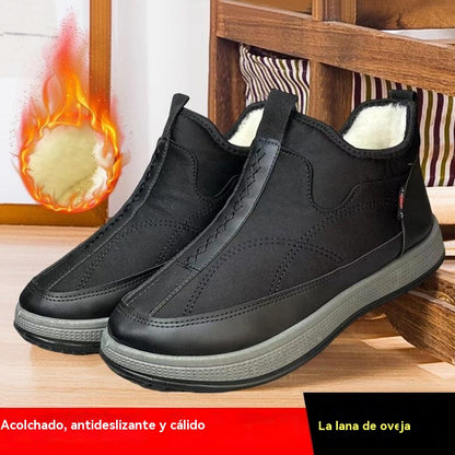 🔥【39-44】Invierno 2025, zapatos de alta calidad para hombre de algodón con cubierta de cuero, ligeros y cómodos