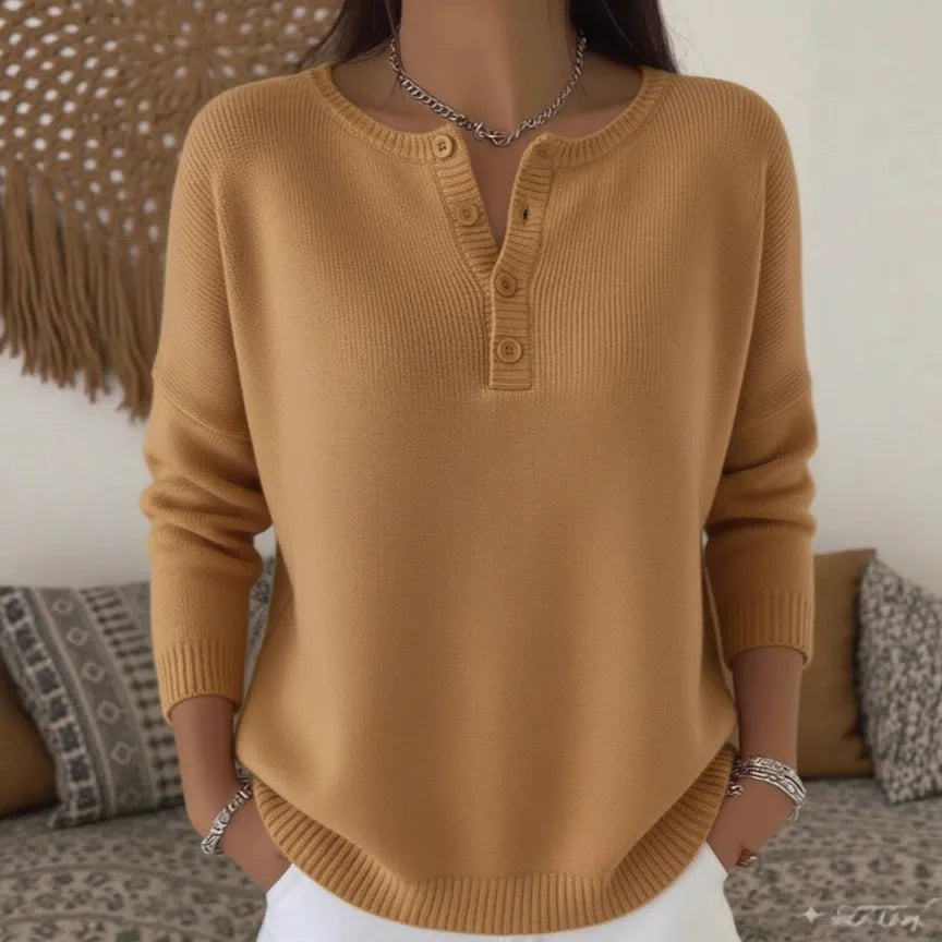 💟Último día: 50% de descuento ✨【S-2XL】Suéter de cuello en V de color sólido para mujer, suelto y casual