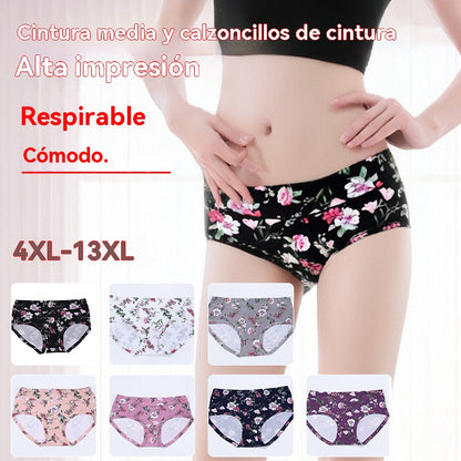 😍【Compra 7 y llévate 7 gratis】💕【50-140KG】Ropa interior antibacteriana cómoda de algodón puro, nuevo estilo estampado