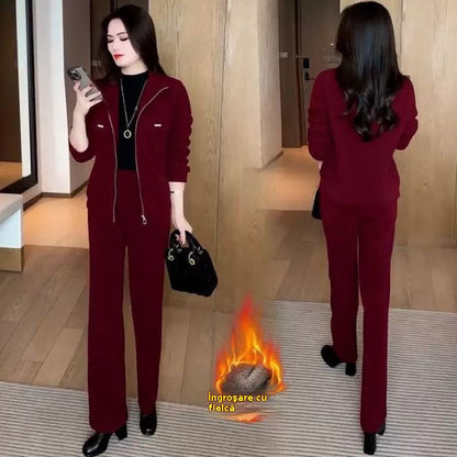 💖🔴🔥Kupite 1, dobite 1 gratis🔥💥【M-4XL】Ženske debele žametne obleke (jakna + hlače)