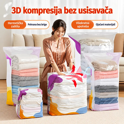 🧳【Set od 5 dijelova】💨 Velika, stlačiva vakuumska vrećica za pohranu: nije potrebna pumpa, nepropusna je i idealna za uštedu prostora u koferima i kod kuće ✈️