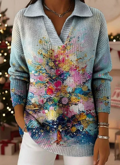 🔥Compra 1 y llévate 1 gratis🔥【S-5XL】Suéter de punto con estampado degradado de cielo estrellado de ensueño