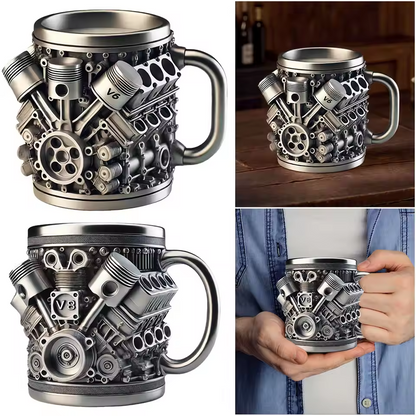 🎁☕【Kupite jedan, dobijte jedan gratis】Šalica za kavu Creative Engine V6V8 od nehrđajućeg čelika