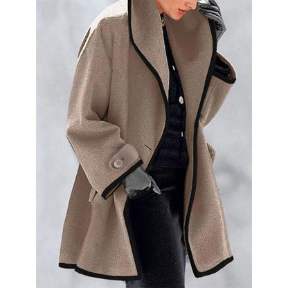 💃❄️🎀【S-5XL】Νέο φθινοπωρινό-χειμερινό πολύχρωμο παλτό από μαλλί με κουκούλα, χαλαρή γραμμή και στρογγυλεμένη λαιμόκοψη.