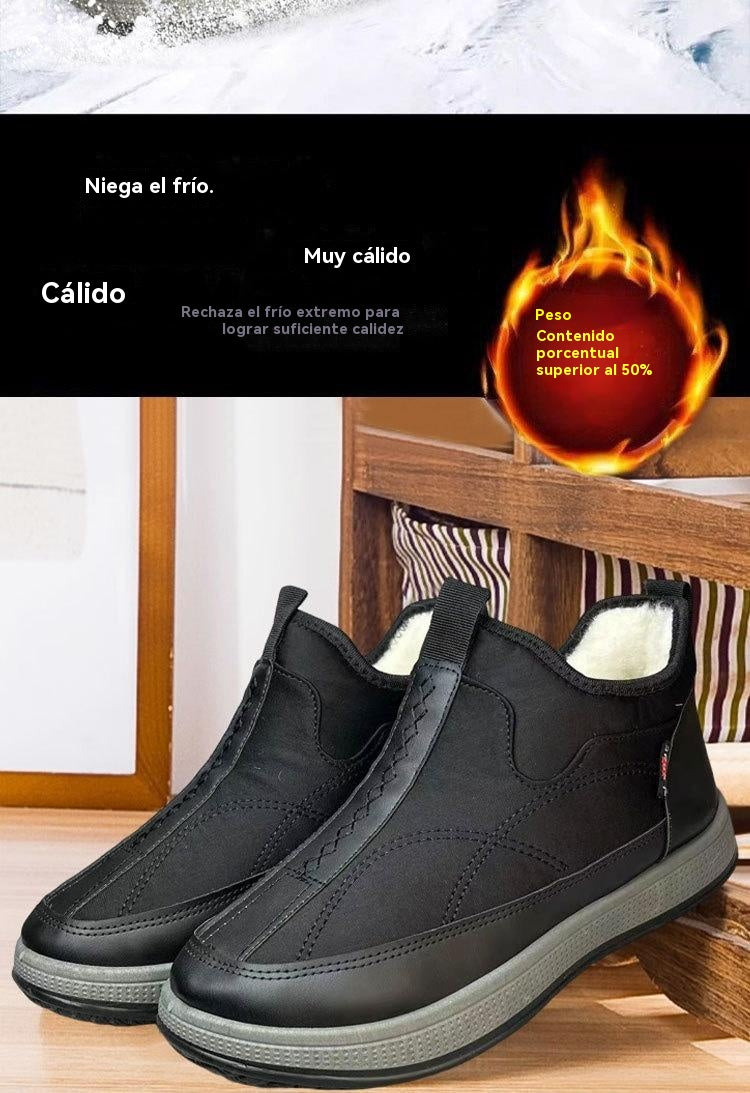 🔥【39-44】Invierno 2025, zapatos de alta calidad para hombre de algodón con cubierta de cuero, ligeros y cómodos