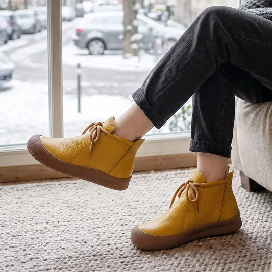 【Veličine 35–40】Ženske tople gležnjače od prave kože – model na vezanje, dostupne u više boja