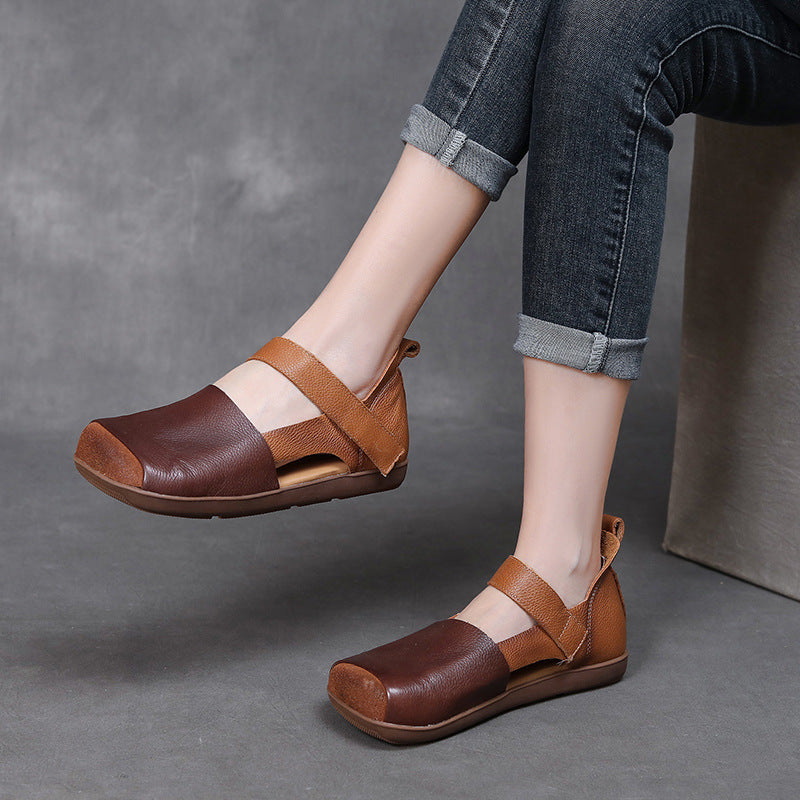 🔥👡【Kupite jedan, drugi dobijete gratis】💃【35-40】😇Ženske sandale s ravnim potplatom, retro kvadratnog vrha, od prvog sloja kože, nova ljetna kolekcija
