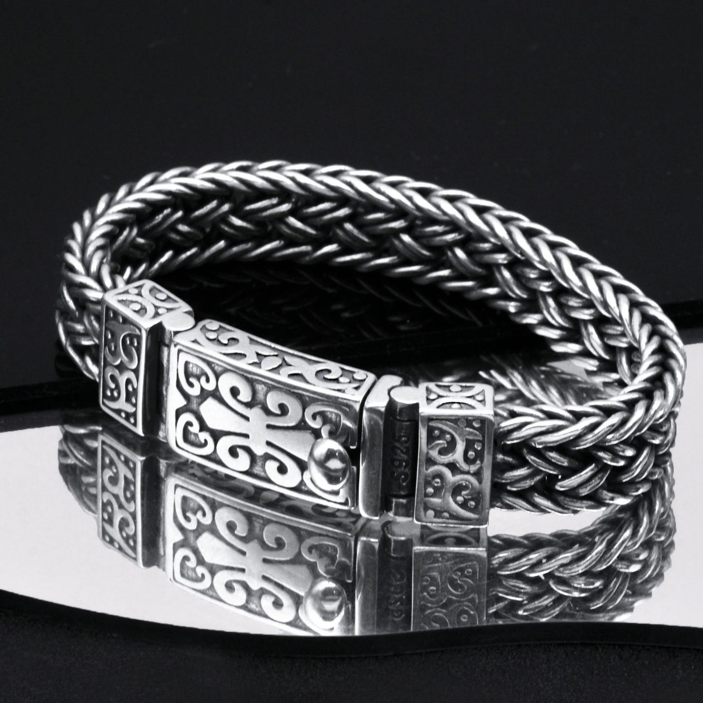 ✨✨Muške narukvice od 925 srebra, ručno tkane, široke i debele, trendi retro stil