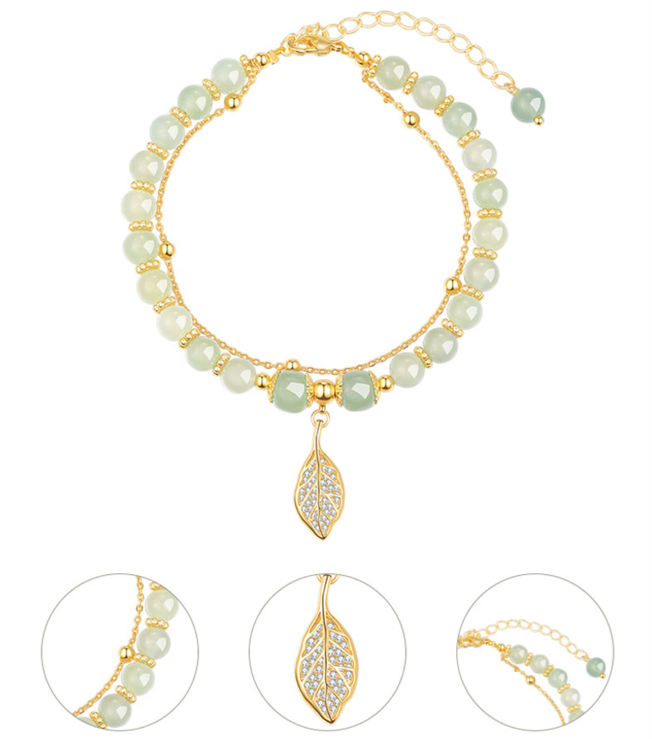 ✨🔥【Kúpte jednu  a druhú získate zadarmo 🎁】💛 2 náramky z 14K zlata s hetianskym nefritom 💎