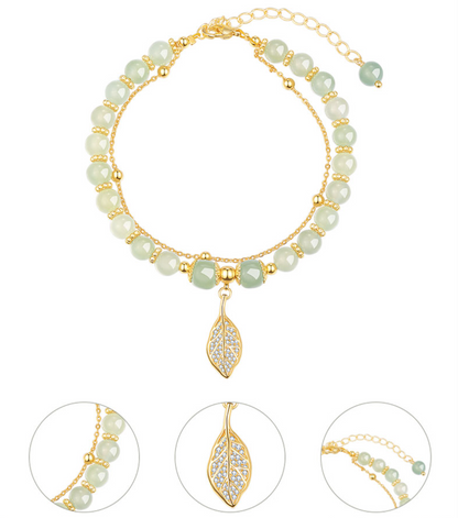 ✨🔥【Kúpte jednu  a druhú získate zadarmo 🎁】💛 2 náramky z 14K zlata s hetianskym nefritom 💎